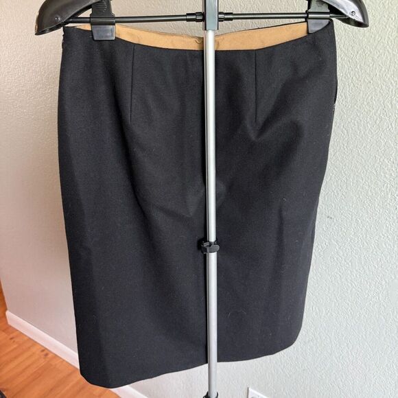 J.Crew Black Felted Wool Blend Piped Pencil Skirt Size 8 Office Professional - Picture 2 of 3